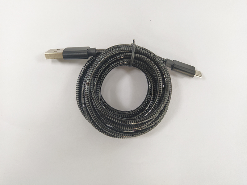 金屬軟管microUSB數據線，手機數據線定制廠家